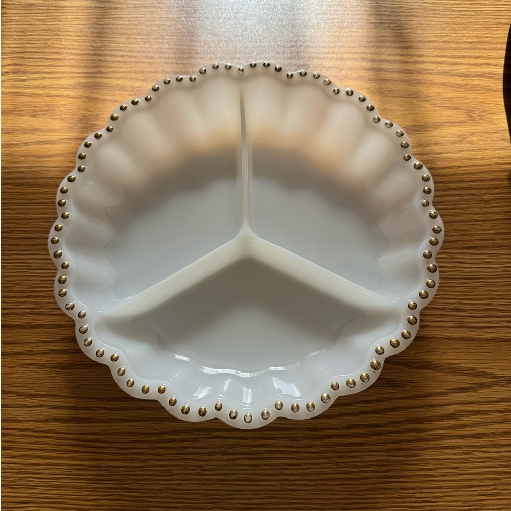 Anchor Hocking Milk Glass Divided Relish Tray